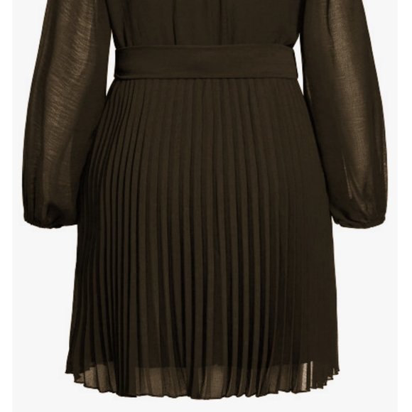 NWT City Chic Blair Black Sheer Pleated Dress 20 - Picture 8 of 12